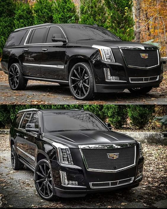 BLACK MODIFIED CADILLAC SUV