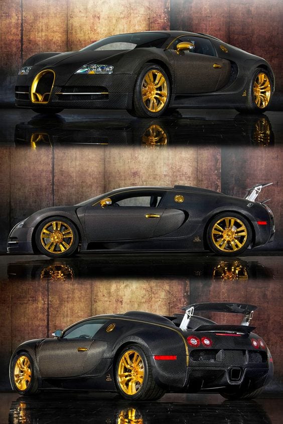 BUGATTI BLACK GOLDEN WHEELS CUSTOM CAR