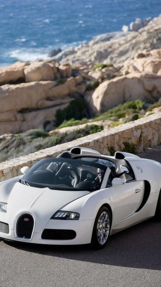 BUGATTI WHITE COVERTIBLE CAR