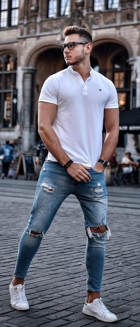 Trendy Polo T-shirt Outfit Ideas For Men