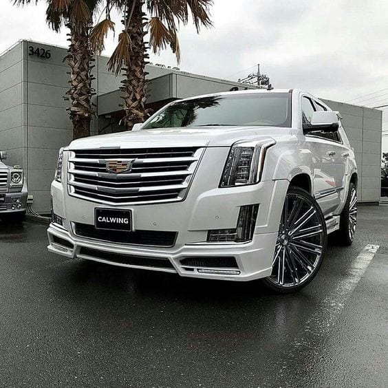 WHITE CHROME CADILLAC SUV