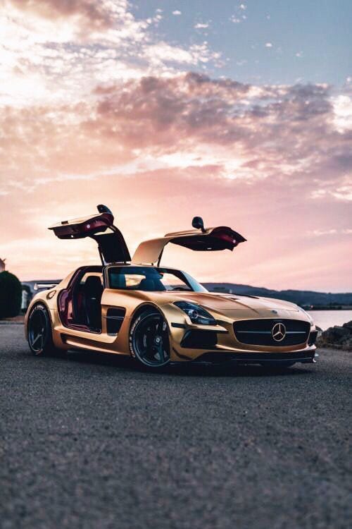 MERC SLS AMG GOLD LUXURY CAR