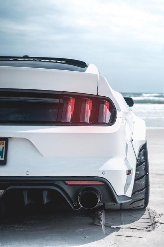 WHITE CUSTOM MUSTANG