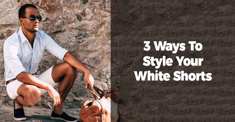 White shirt and white shorts and brown bag ideas for men