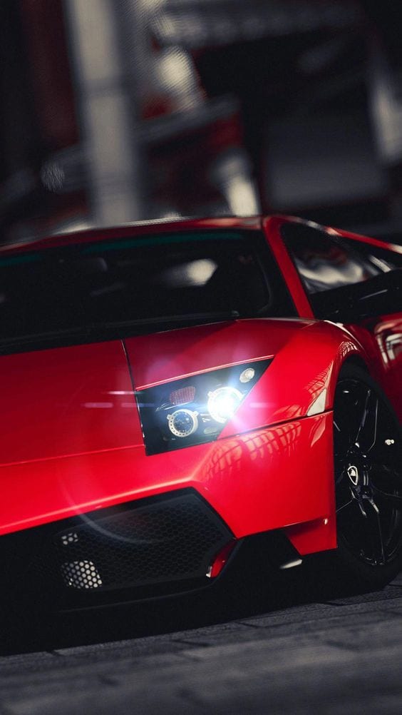 Lamborghini veneno red with white lights
