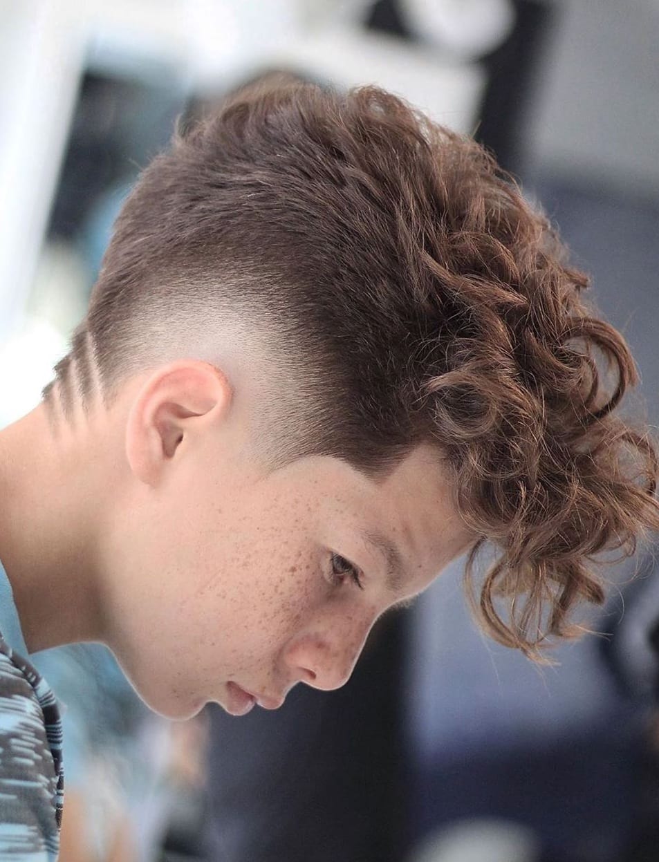 Curly Hair Mohawk and Fade kids Haircut for boys