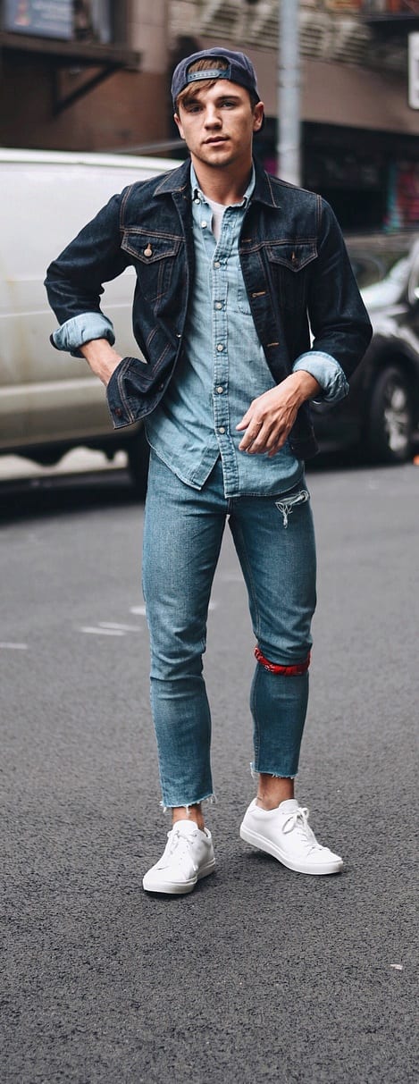 Denim Shirt,Denim Jacket,Denim Jeans Outfit for Mens Street Style