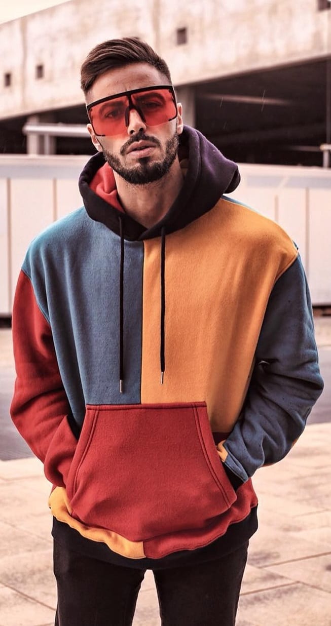 Colorblock Hoodie Outfit-Street Style Fashion
