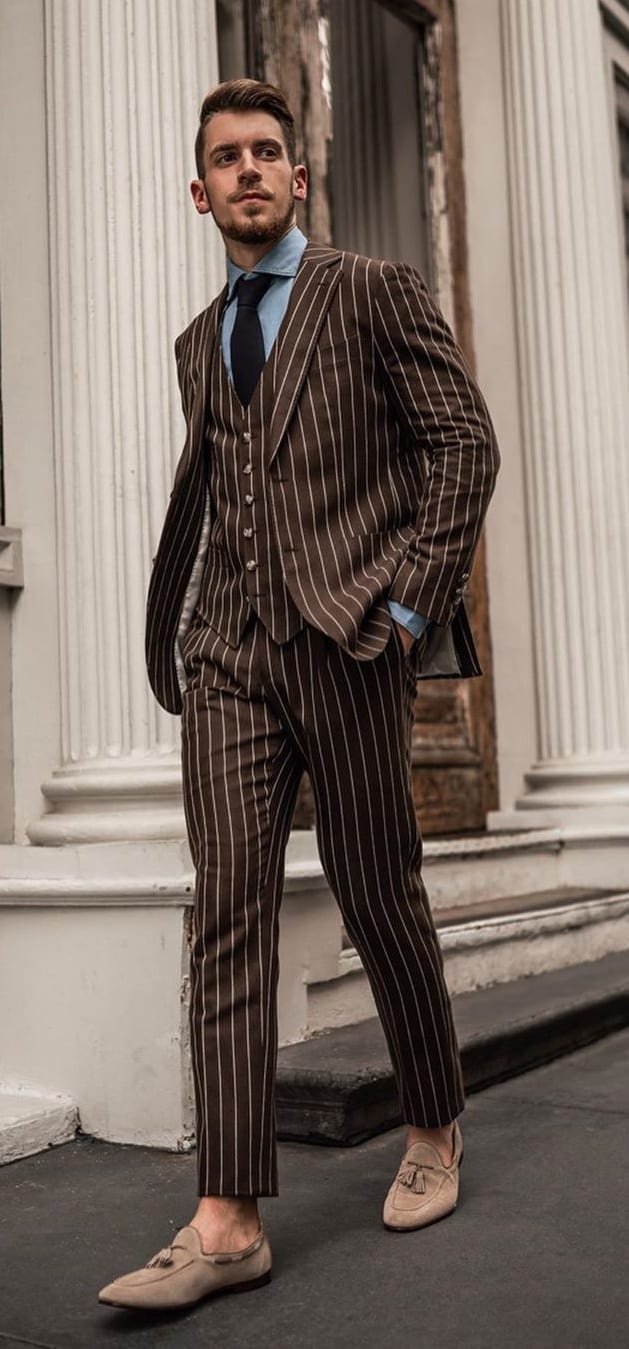 Brown Striped Business Suit Ideas