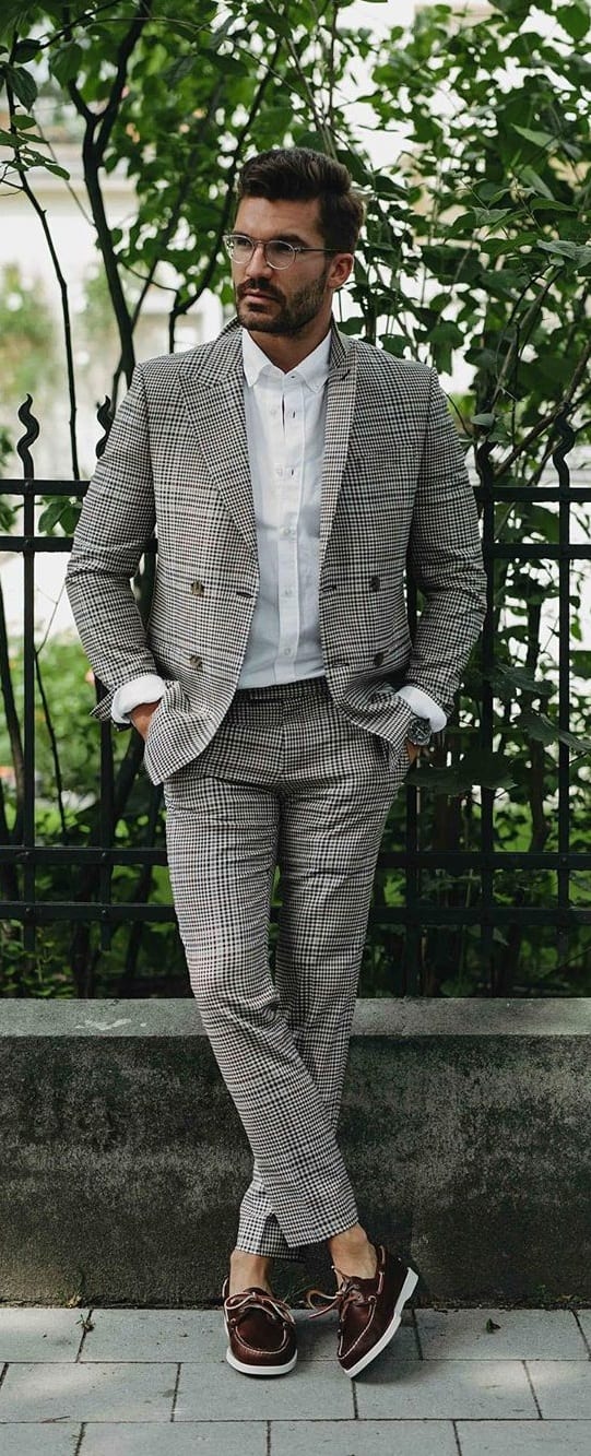 Modern Suit Style -Grey Plaid Suit