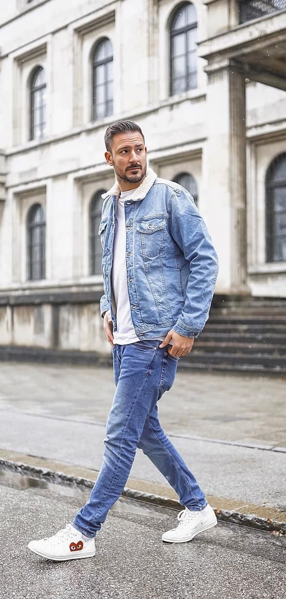 Misfit Denim Jacket and Denim Jeans Outfit for men