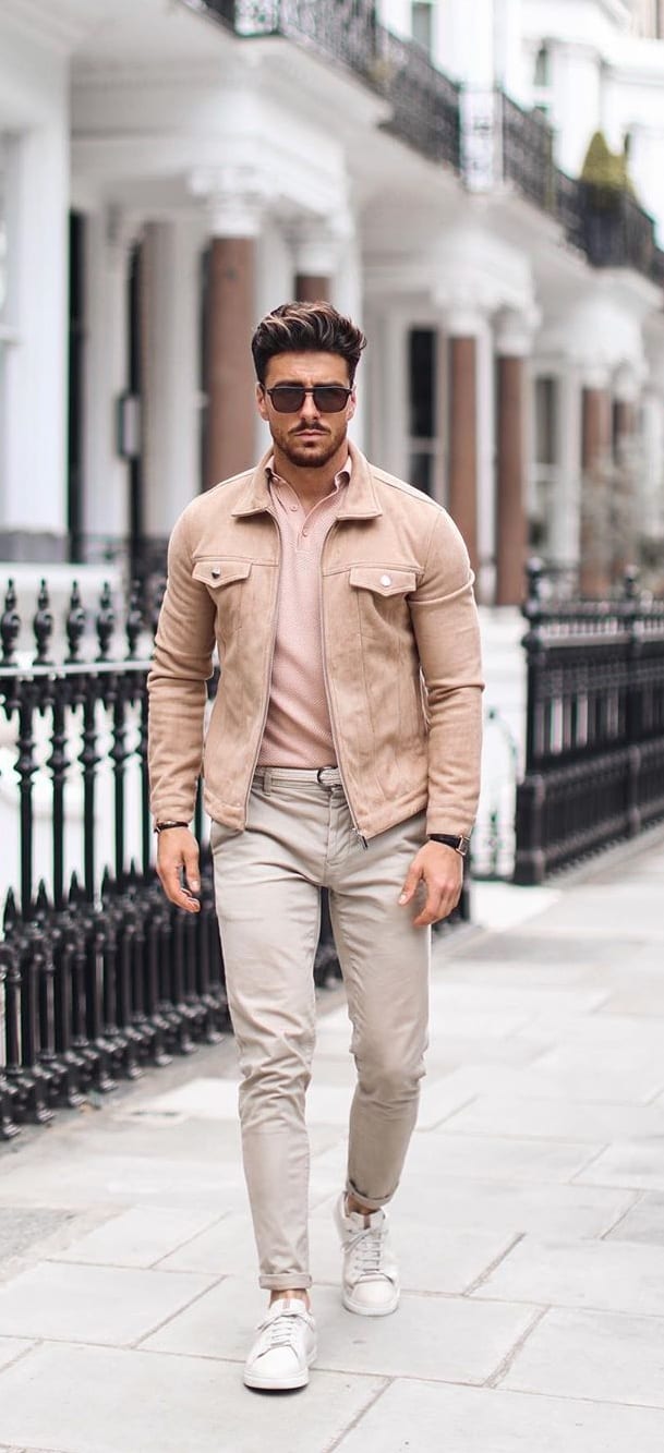 Nude Polo t-shirt, Nude Jacket and Chinos- OOTD for men