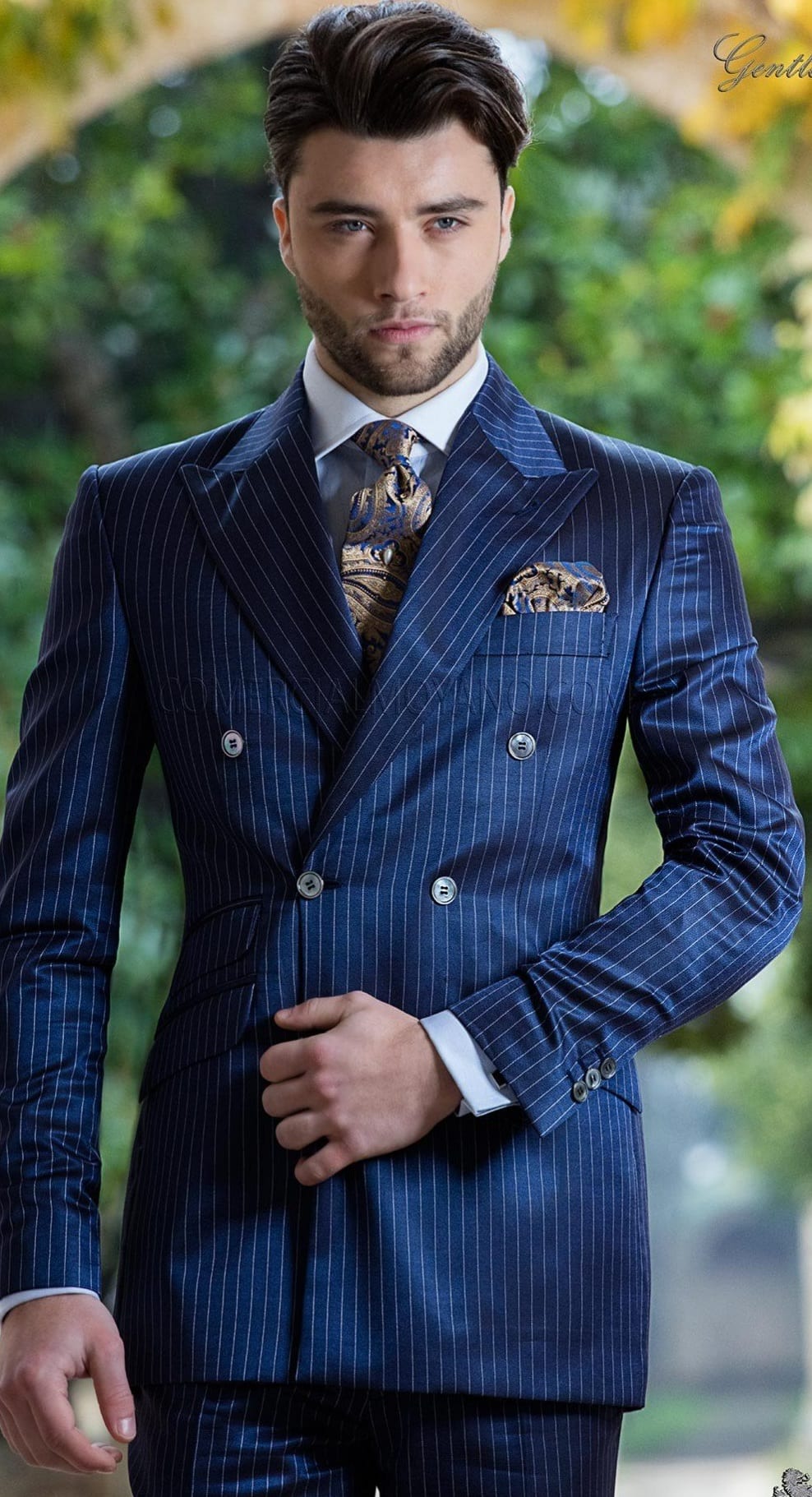 Royal Blue Double Breasted Suit outfit for men