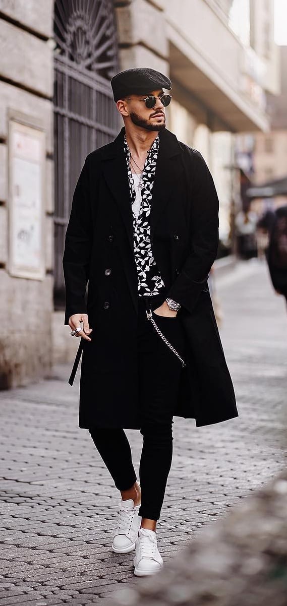 Black Overcoat Outfit For Autumn Best, Mens Black Trench Coat Outfit