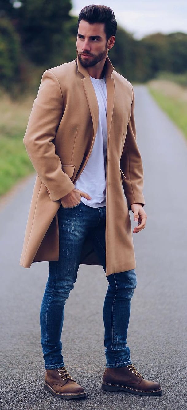 Camel Overcoat with Denims and Boots