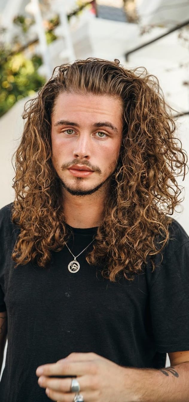Curly Hair Long Hairstyle for Men