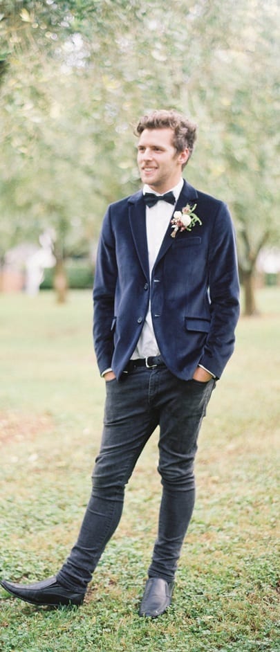 Mens Blue Velvet Blazer For Wedding Outfit