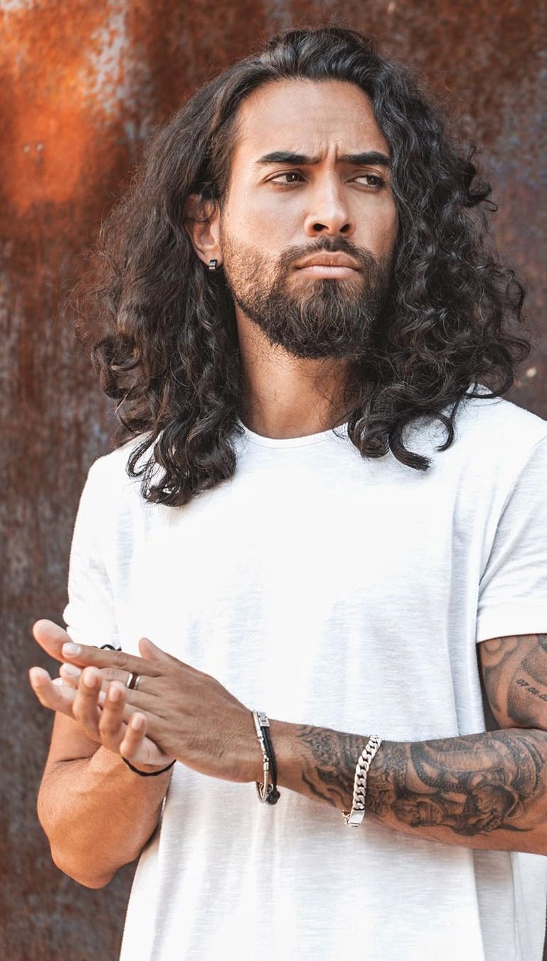 Mens Long Curly Hairstyle