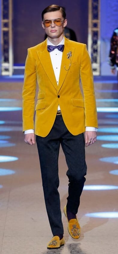 Mustard Yellow Velvet Blazer for men