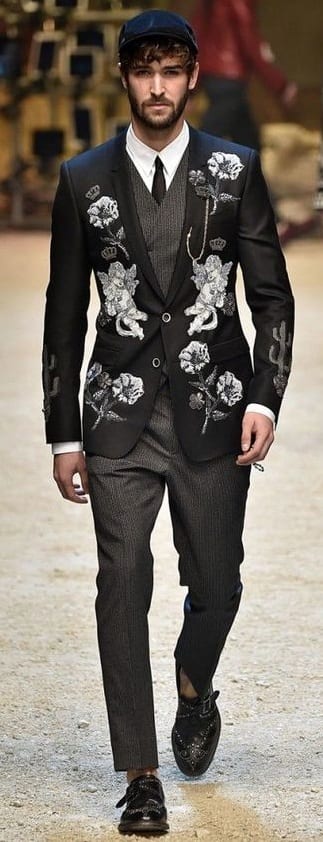 Black Embroidered Blazer Outfit For Men