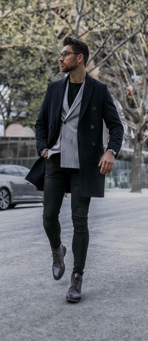Black Overcoat Outfit for Men