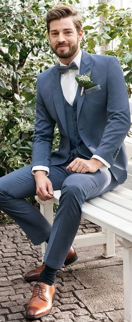 Blue Suit Outfit for Grooms