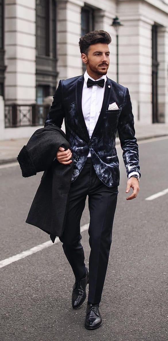 Blue Velvet Tuxedo Outfit for Grooms