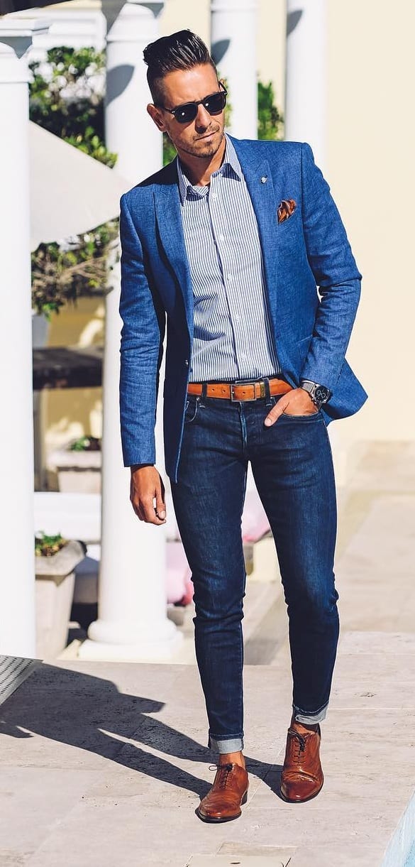 Cobalt Blue Blazer outfit for Men