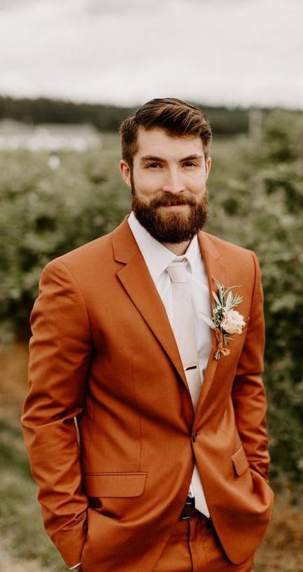 Orange Wedding Suit Ideas for Grooms