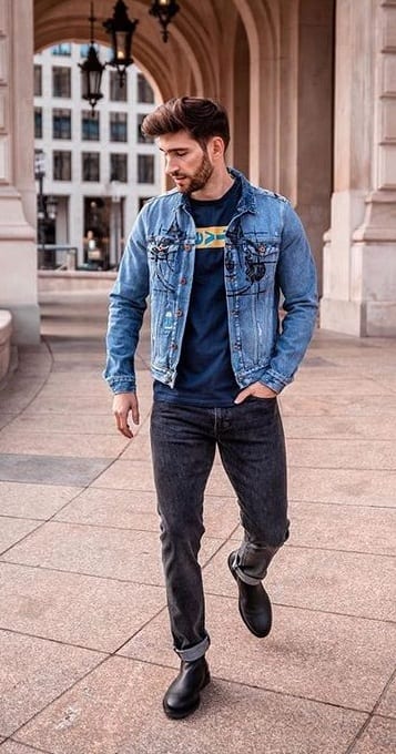 Denim Jacket-Blue T shirt- Jeans- Casual Outfit