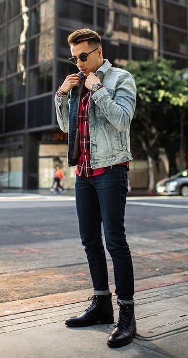 Denim Jacket-Flannel Shirt-Denim Jeans-Casual Outfit