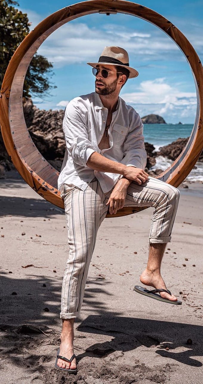 Hat, Sunglasses and Linen Perfect Beachwear