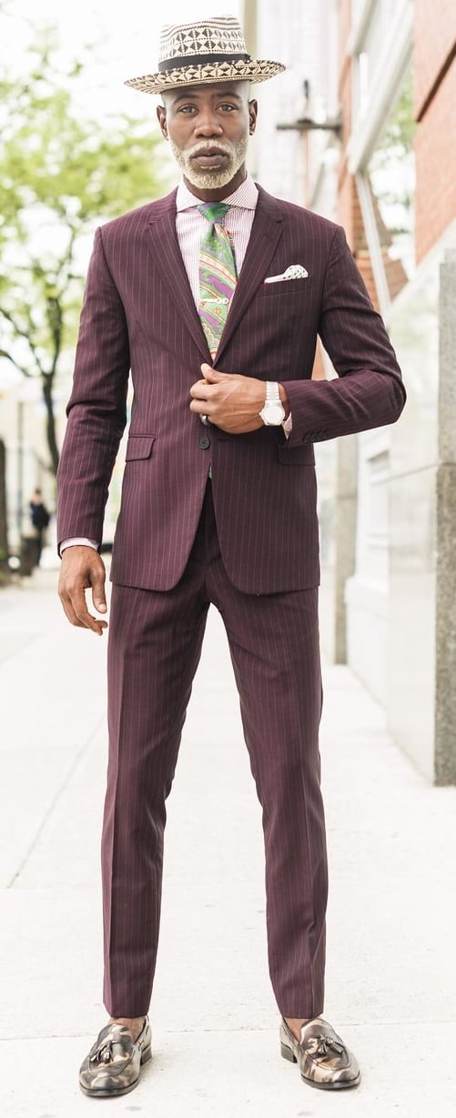 Maroon Pinstripe Suit Outfit Ideas