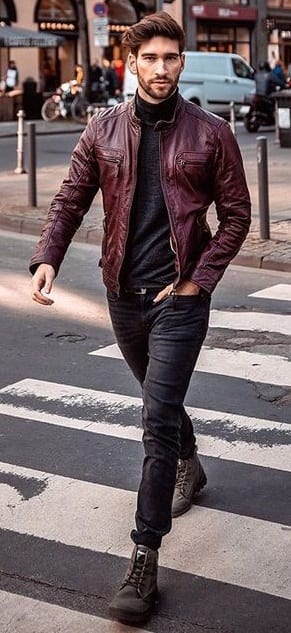 Mens Stylish Leather Jacket for Winter Season