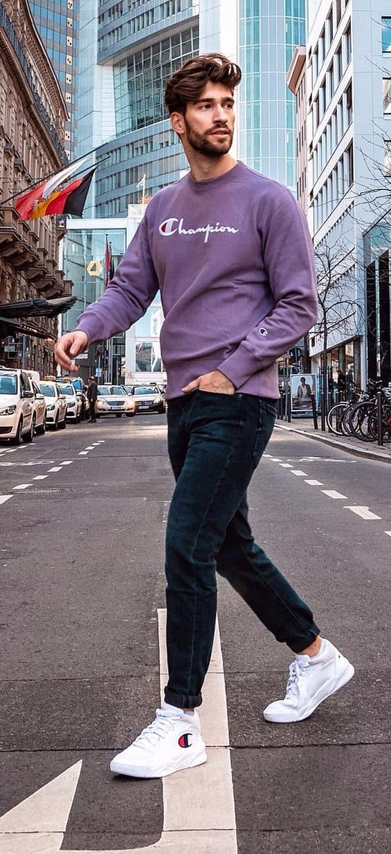 Pretty Purple Sweater Styles with Jeans