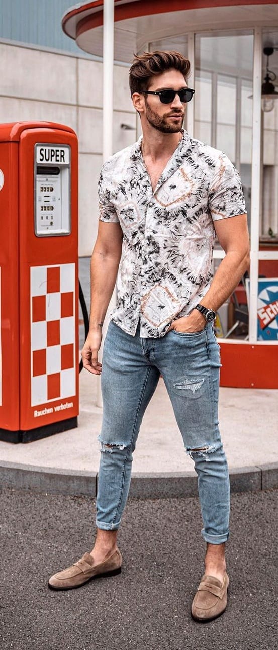 Printed Shirt, Denim and Loafers