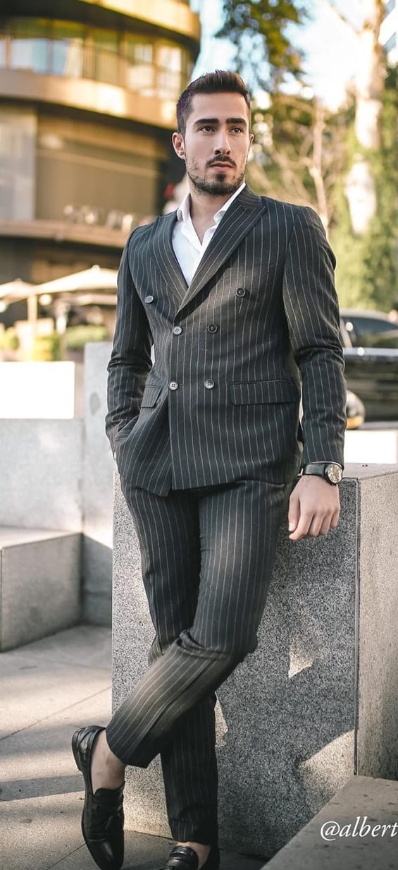 Stunning Black Pinstripe Suit for Men