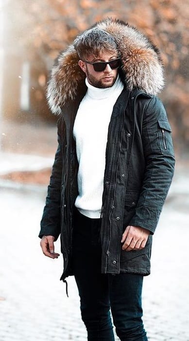 Stylish Black Parka For Winter