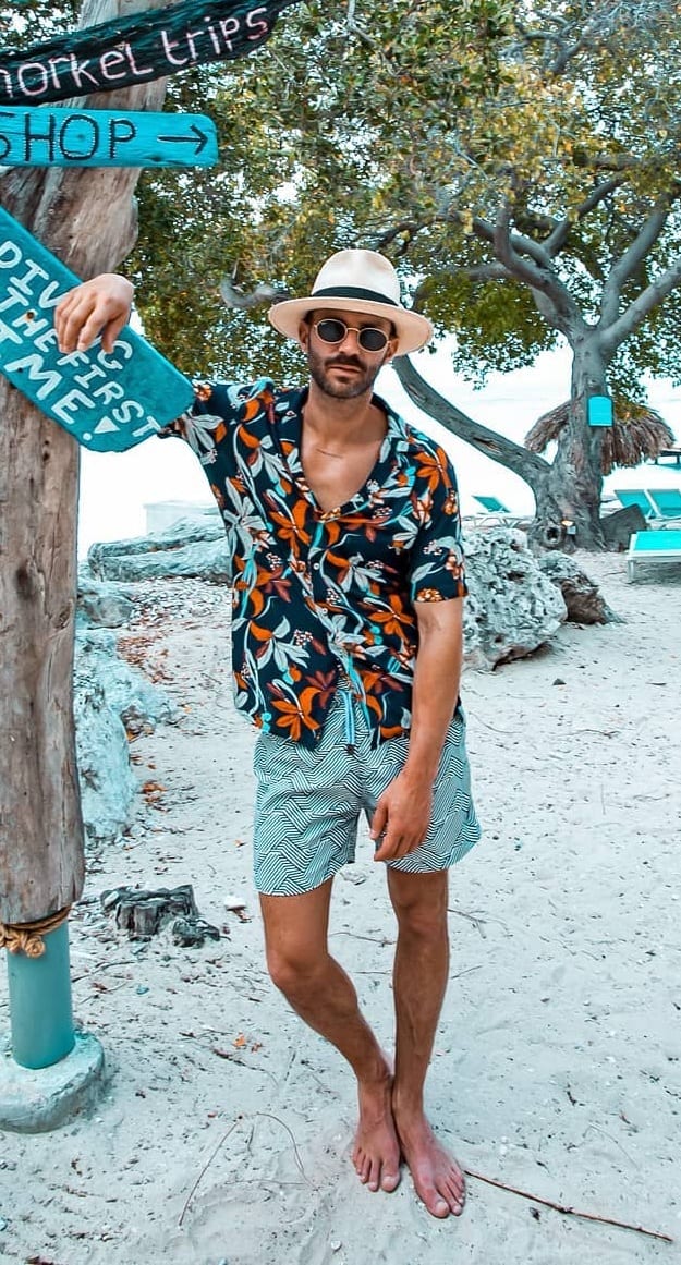 Blue-shorts-and-Blue-Floral-Shirt