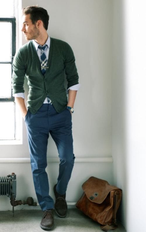 High-School-Outfit-Green-Cardigan-Trouser-1