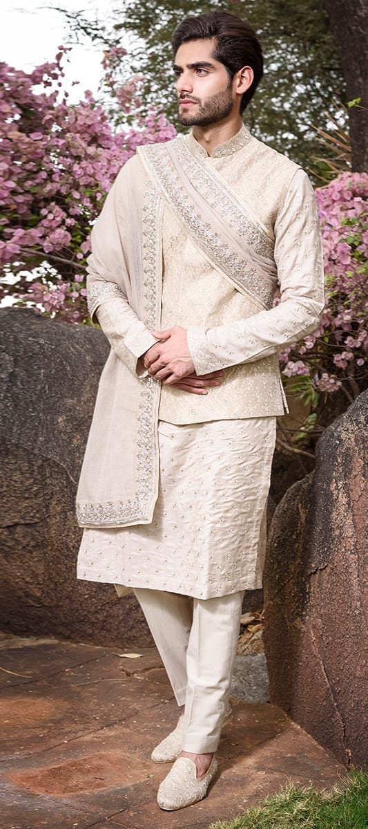 Latest Gold Rawsilk Sherwani Design