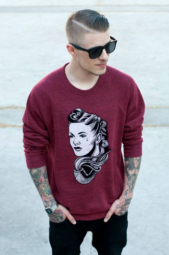 Men-with-Pompadour-Haircut-With-tattoo-Sweatshirt-1