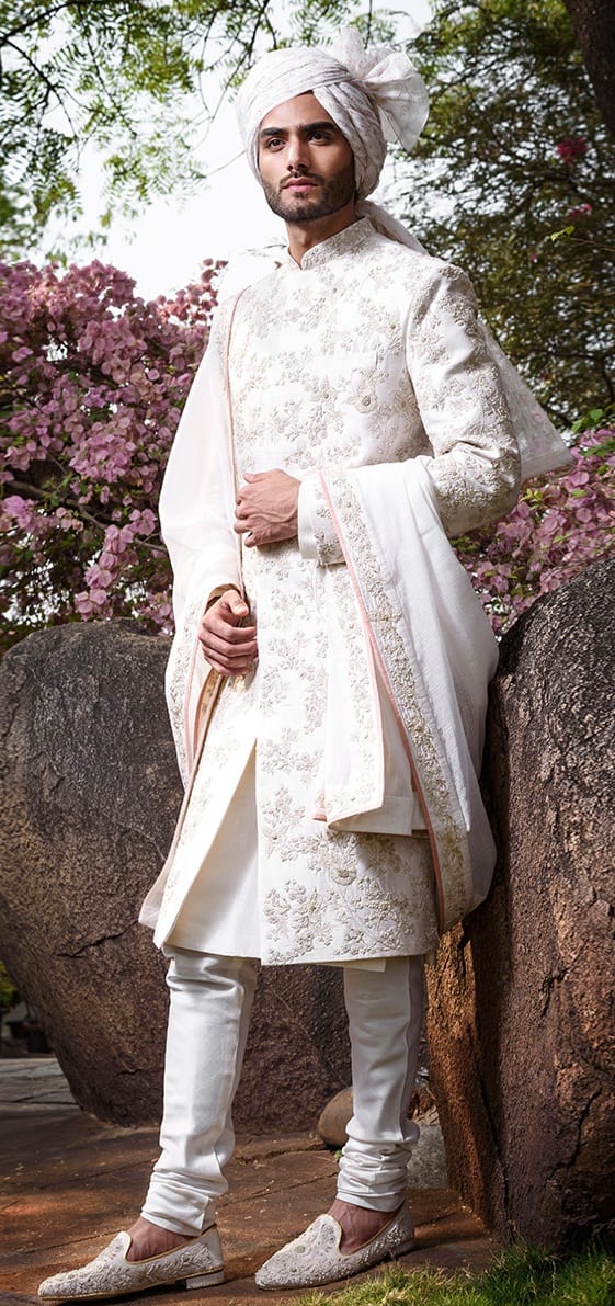 Off-white-rawsilk-sherwani-attire