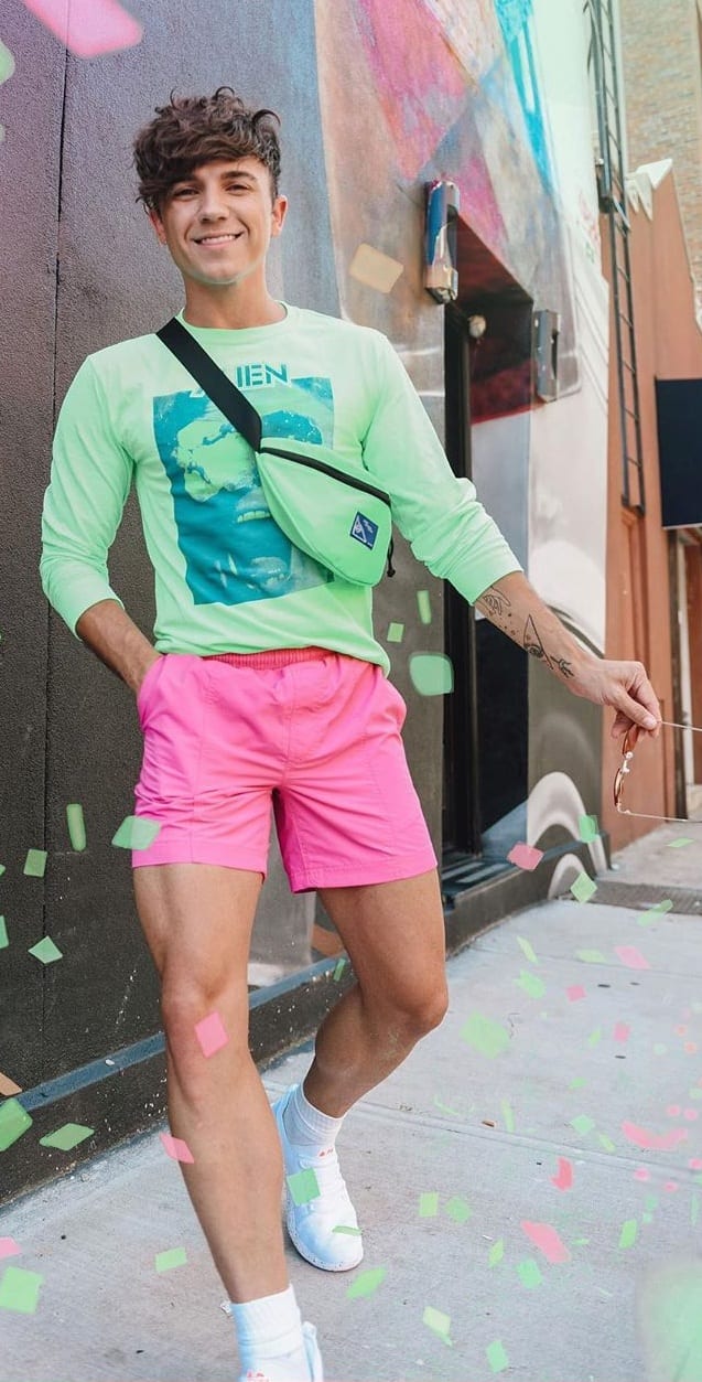 Pink and green shirt sale