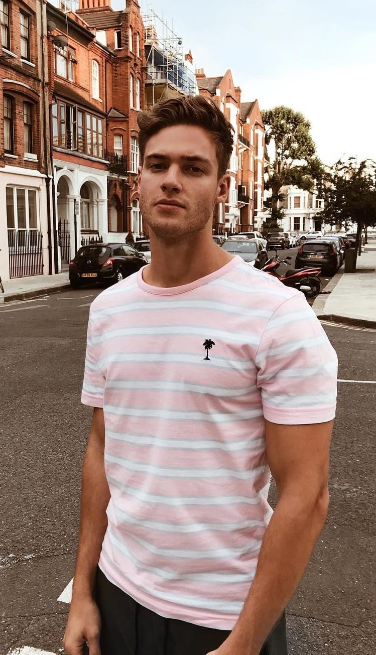 Pink-and-White-Striped-T-shirt-Black-Denim-Outfit