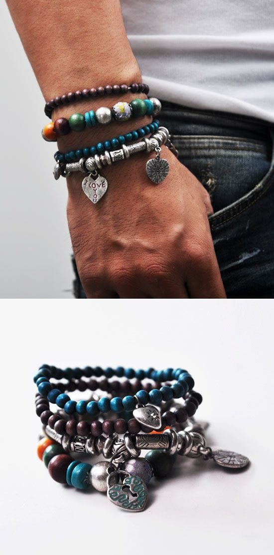 colourful-beads-and-mental-bracelet-for-men