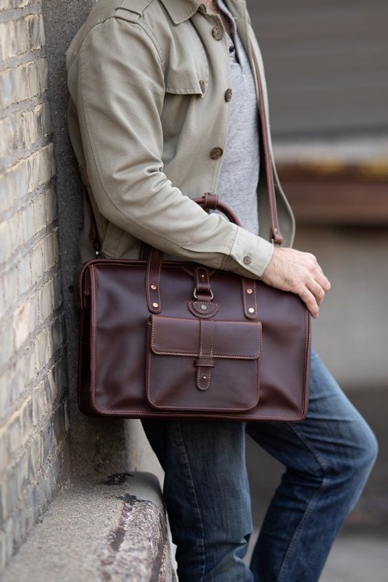 Brown Leather briefcase bag for Men
