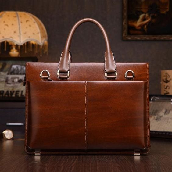 Classic Brown Leather Business Bag for Men