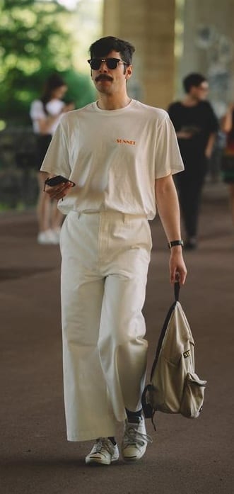 White on White Classic Combination of Flared Trousers