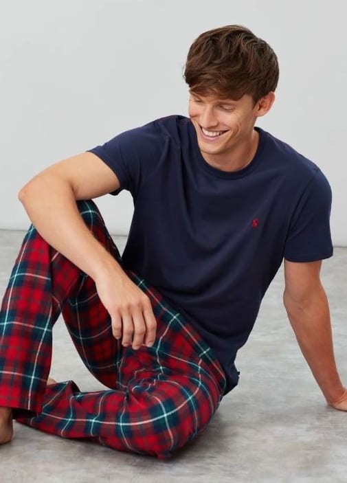 Black tee-Plaid Pajama-Loungewear ideas for Men